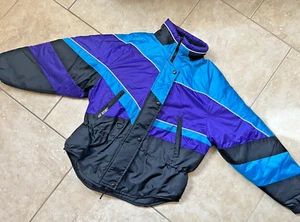 Vintage Ski Jacket Joe Rocket Multicolor Colorblock Blue Purple Black Size Small - Picture 1 of 8