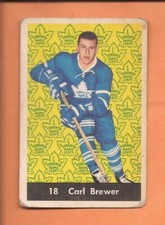 1961-62  PARKHURST  # 18  CARL BREWER  Toronto MAPLE LEAFS   Good