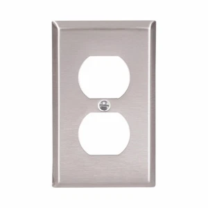 1pcs- EATON Cooper 93101 Duplex Stainless Steel Standard Size Wallplates 1-Gang - Picture 1 of 3