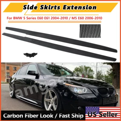 Carbon Fiber Look Side skirts Extension For BMW 5 Series E60 E61 M5 2004-2010 Foto 1 de 4