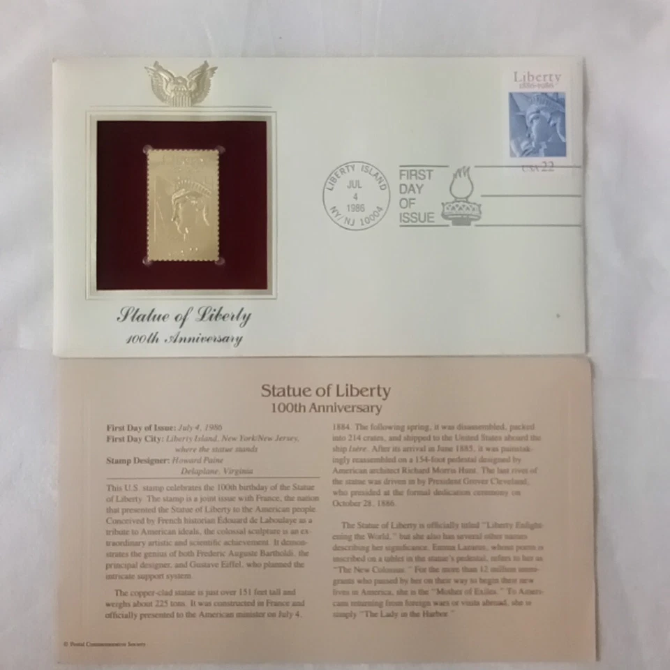 Golden Replicas United States Stamp 1986 Statue of Liberty 100th Anniversary - Image 1 of 4