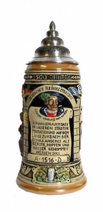 German Beer Stein 500 Years Beer Purity Law 1 liter tankard, bee.. KI 519 1L NEW - Picture 1 of 1