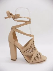 Call It Spring Womens Rounkles Peep Toe Tie Up Block Heel Sandals Beige SZ 11 - Picture 1 of 12