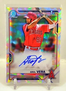 2021 Bowman Chrome 1st Arol Vera Atomic Refractor Auto 90/100 Angels ROOKIE RC - Picture 1 of 2