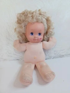 Muñeca Magic Nursery 1989 vintage niña rubia cabello rizado ojos morados Mattel LEER - Imagen 1 de 17