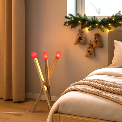 Lâmpada de assoalho IKEA STRÅLA LED Matchstick | Luz escandinava moderna de madeira | 26" NOVA - Imagem 1 de 4