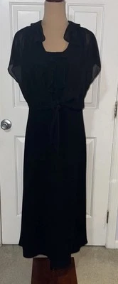 Maxi Vestido Formal Evan Picono Talla 12 Negro Chal de Gasa Dinero Antiguo Boda Foto 1 de 4