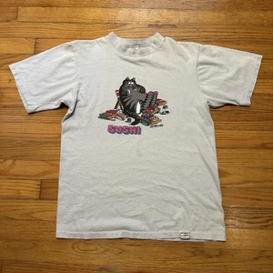 CRAZY Shirts KLIBAN CAT "Sushi Cat" Size Medium T Shirt 90s Vintage - Picture 1 of 8