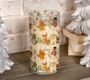 Temp-tations 8"  Glass Hurricane with 35-ounce Scented Candle in Winter Whimsy - Picture 1 of 1