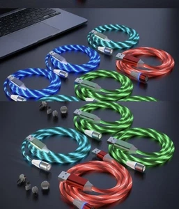 10 Cables 3.3ft/m Magnetic Charging Cable Come s with 3 tips for iPhone, Android - Picture 1 of 2