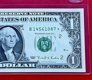 1995 STAR NOTE $1 Dollar Bill ( NEW YORK B ) UNCIRCULATED - Picture 1 of 3