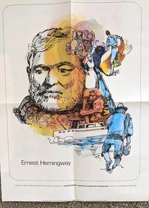 Selten 1966 Betty Beeby Ernest Hemingway Farbskizze Druck Poster 17"x23" - Bild 1 von 9