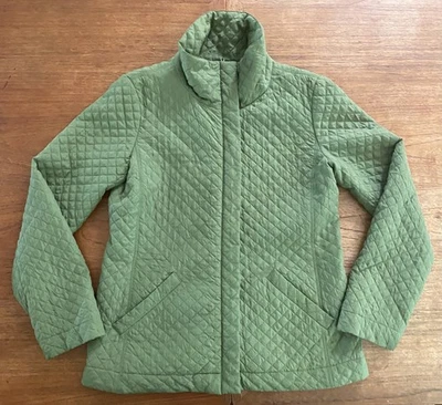 Chaqueta Eileen Fisher Verde Seda Acolchada Cremallera Completa Talla Bolsillos Pequeños  Foto 1 de 4