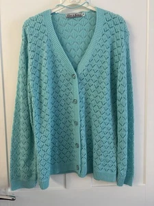 Cárdigan de mujer puro y natural azul con cuello en V acrílico/algodón talla M/L - Imagen 1 de 8