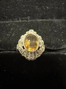 Sterling Silver 925 Ring Stone Yellow Sapphire Sz-8 - Picture 1 of 3
