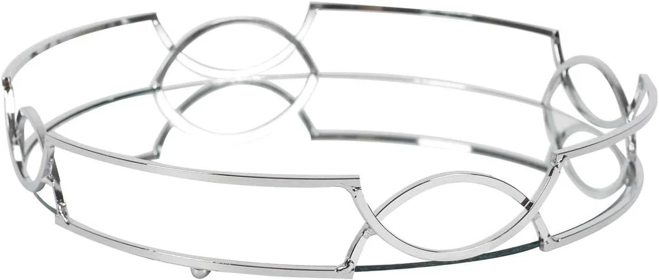 Elegante vassoio da portata in argento 30 cm HOME DECO FACTORY - KA6130 - Immagine 1 di 4