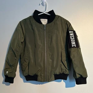 Zara Girls Bomber Jacket – Green & Black – Size 5 - Picture 1 of 10