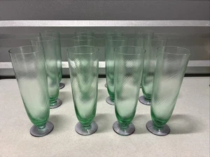 Moretti Murano Green Purple Champagne Flutes Glass Set of 12 - Picture 1 of 9
