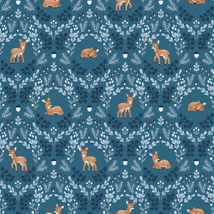 Riley Blake Twilight Creatures Wild Fawns in Blue (C15361) ~ Deer Animal Fabric - Picture 1 of 2