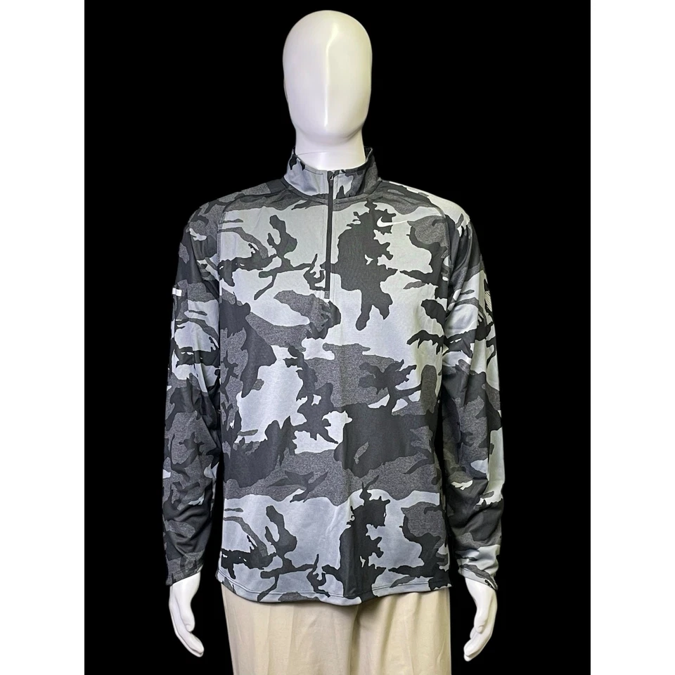 Nike Element Running Dri-Fit Gray Camo 1/4 Zip Pullover Sweatshirt Men Sz Large - Image 1 of 4