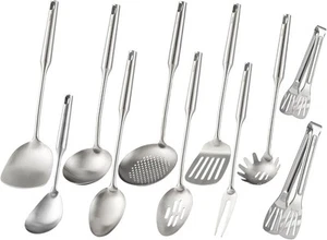Set di Utensili da Cucina in Acciaio Inox 18/10 - 15" Tutti gli Utensili da Cucina in Metallo,... - Foto 1 di 8