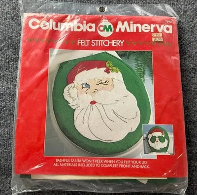 Vtg Columbia Minerva Felt Applique Kit Santa Toilet Seat Cover Lid DIY - Image 1 of 4