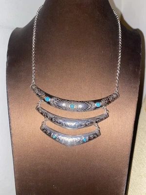 Collar Brighton Navajo Indie Triple Grabado Barras Turquesa Foto 1 de 3