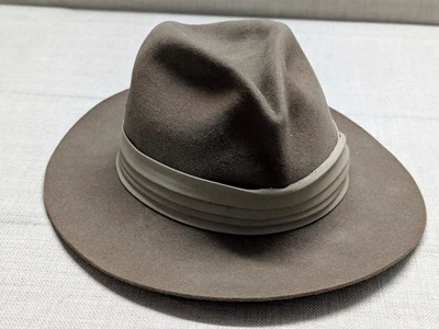 vintage 1980s safari BANANA REPUBLIC fedora hat 7-1/8 fur felted INDIANA JONES - Image 1 of 4