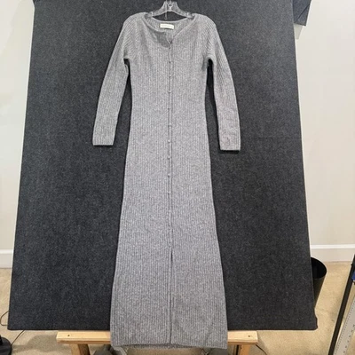 Abercrombie & Fitch Sweater Dress Womens Small Gray Merino Blend Ribbed Button - Image 1 of 4