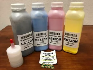 (200g/160g) "Super Glossy" recharge 4 toners pour OKI C612, C612n, C612dn + 4 puces - Photo 1/2
