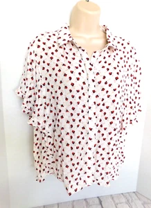 NWT Elodie Button Up SS Floral Blouse Women's sz XL White Multi - Picture 1 of 3