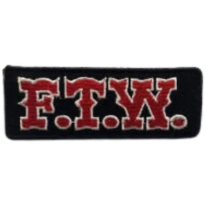 Ropa de insignia negra FTW plancha a coser parche bordado aplique - Imagen 1 de 2