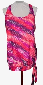 3X Smudge Life Women's abstract pinks/purples Blouson Tankini Tank Top Swimsuit - Picture 1 of 6