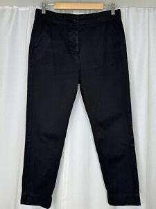 Jac + Jack Black Cotton Twill Pants Size 10 Button Fly Pockets Slim Skinny Leg