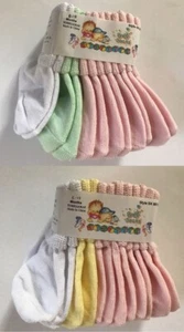 12 PAIR EK INFANT BABY GIRLS Turn Cuff Socks 6-18 Months Pink Yellow Green White - Picture 1 of 8
