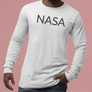 NASA UnisexTshirtLongSleeve-Simple Minimal Printed One Liner - Picture 1 of 9