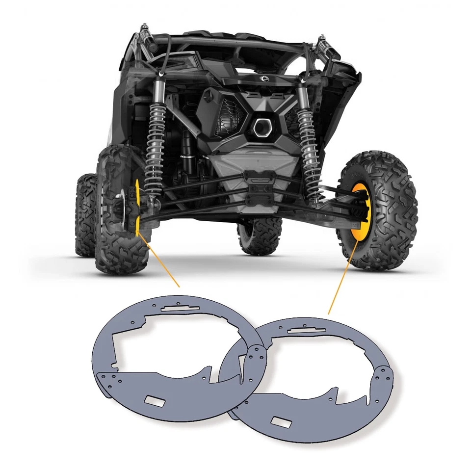 Can Am Maverick X3 XRS / XDS Rear Wheel & Brake Guards, Stainless Steel, PAIR - Image 1 of 4