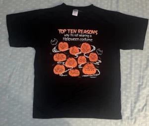 Vintage 90s Halloween T Shirt Glow In The Dark Top 10 List Costume Black Size L - Picture 1 of 5