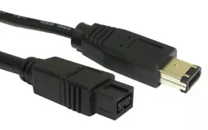GC1002 - 3 Metres 9PIN M TO 6 PIN M FIREWIRE 800-400 BLACK CABLE LEAD - Picture 1 of 2