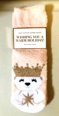Носки для отдыха Bath & Body Works Royal Polar Bear наполненные ши нескользящие НОВЫЕ - Изображение 1 из 4