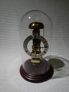 German Hermle 791-680 Brass Skeleton Mantle Clock & Glass Dome - Picture 1 of 12