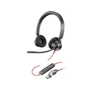 Poly Blackwire 5520 Adaptateur Stéréo USB-C + USB-C/A avec Étui de Transport, Mousse à Mémoire - Photo 1/7