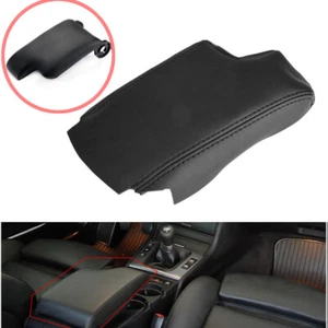 For 99 2000 2001 2002 2003 2004 BMW E46 Black Leather Console Lid Armrest Cover - Picture 1 of 8