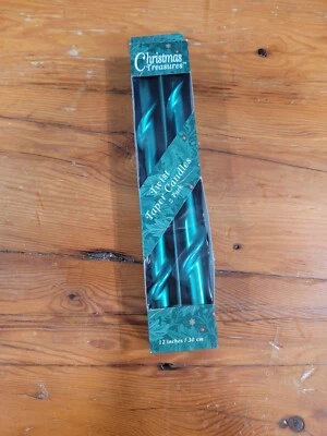 Velas cónicas retorcidas verdes de 12" ~ vacaciones, decorativas, paquete de 2 Foto 1 de 4