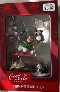 Coca-Cola Trim A Tree Collection Set Of 5 Christmas Ornaments New In Box VTG - Picture 1 of 2