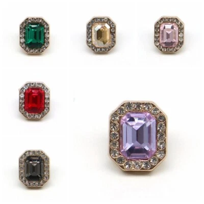 10pcs Glass Rhinestone Buttons Metal Loop DIY Jewelry Crafts Clothes Costume Sew - Image 1 of 4