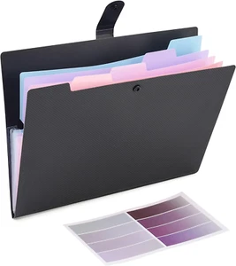Erweiterbarer Aktenordner, 5 Taschen niedliche Ordner mit Etiketten Letter-Format Akkordeon F - Bild 1 von 7