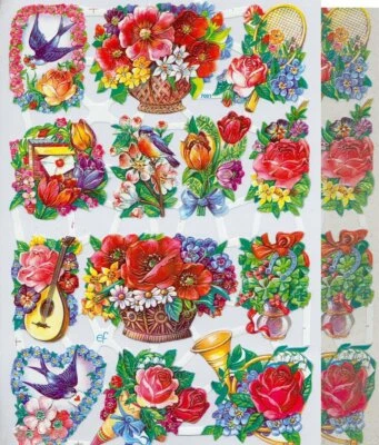 ERNST FREIHOFF Chromo EF Décroupis Fleur Hirondelle 7001 Decoupage Collage Carterie