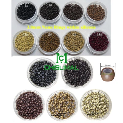 Silicone Lined Nano Rings Beads for use with Nano Tip Hair Extensions - Image 1 of 4