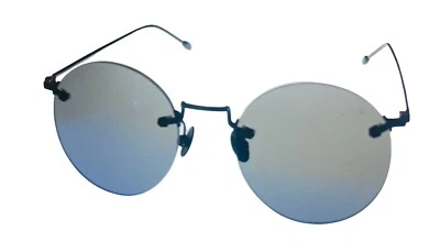 John Varvatos Mens Matte Black Round Rimless Metal Sunglass, Smoke Lens V525 - Image 1 of 4